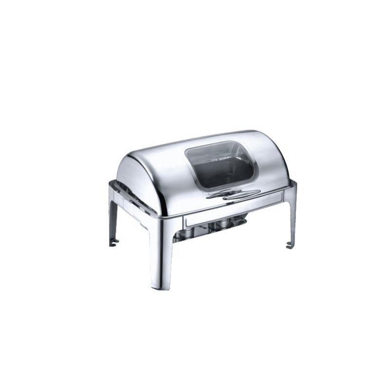 Chaffing Dish 9L Oblong Roll Top Chafer with Visible Window