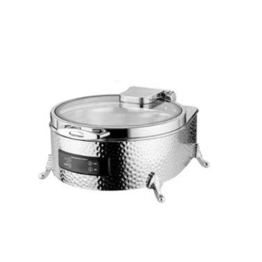 Electric Chafing Dish Hammered SS Finish 6 Litres Round