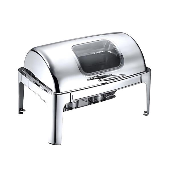 Chaffing Dish 9L Oblong Roll Top Chafer with Visible Window