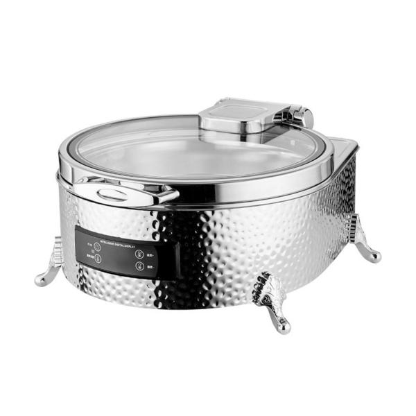 Electric Chafing Dish Hammered SS Finish 6 Litres Round